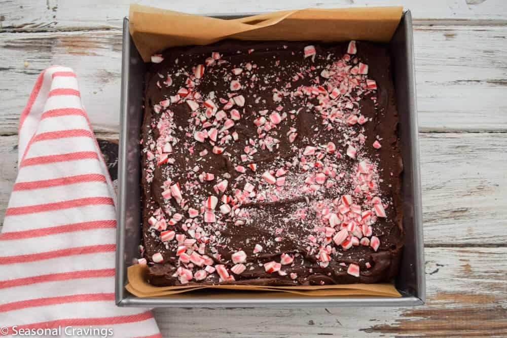 Two Ingredient Fudge with Peppermints
