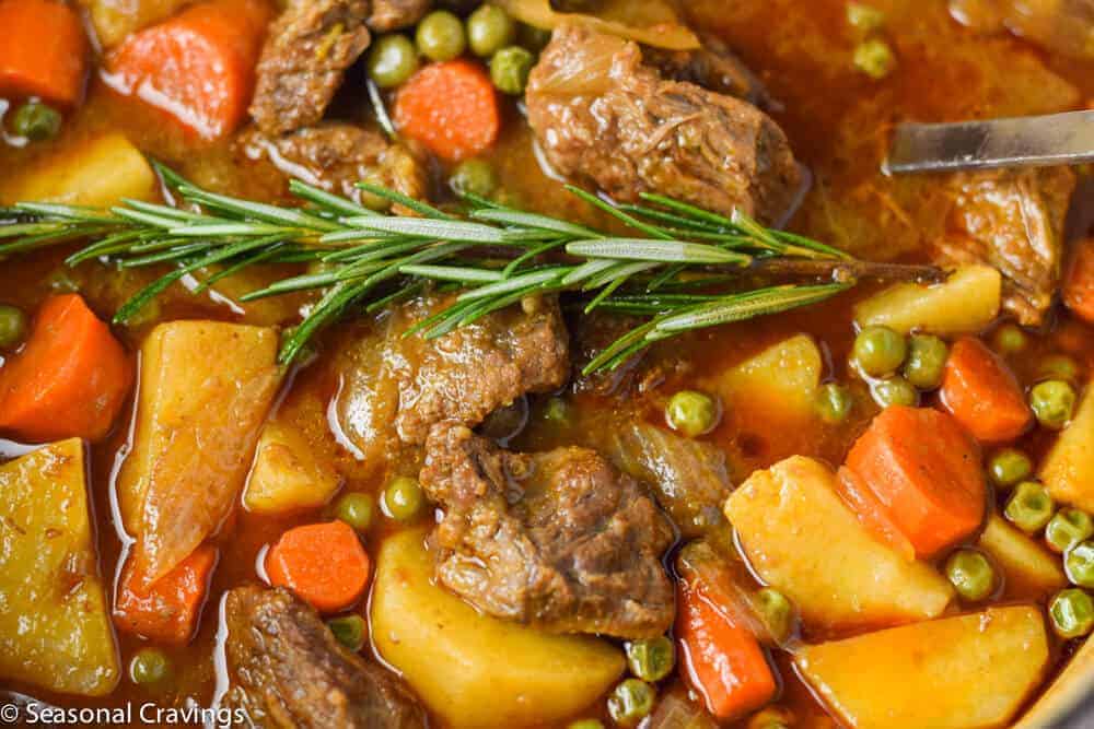 Apple Cider Beef Stew with rosemary
