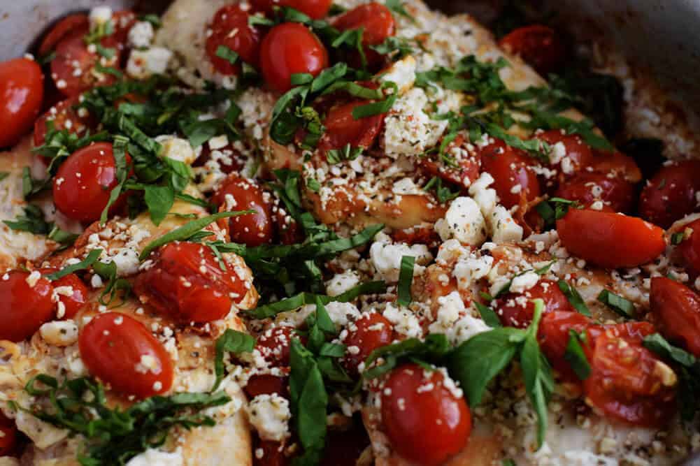 Easy Balsamic Chicken recipe with Tomatoes close up