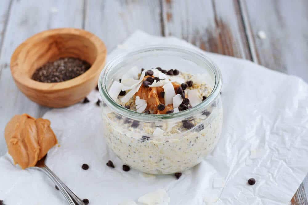 Overnight Oats with a spoonful of peanut butter on the side
