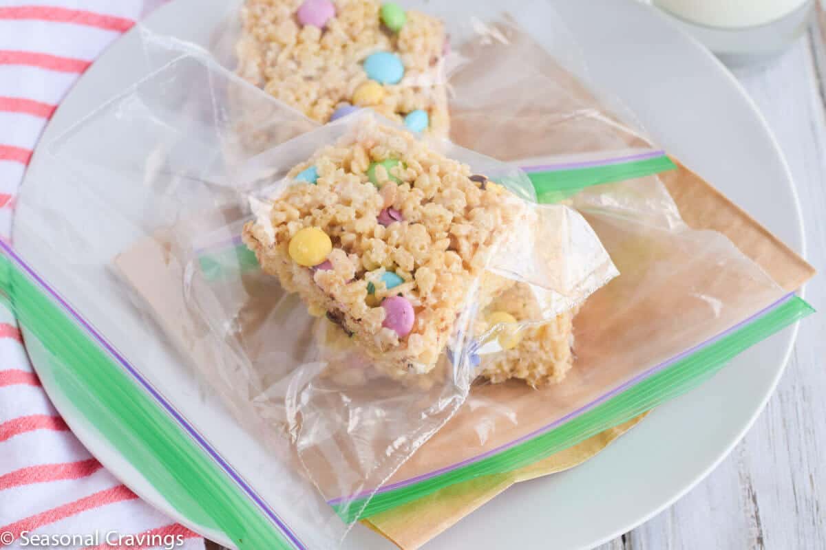 Perfect Rice Krispie Treats in plastic bags