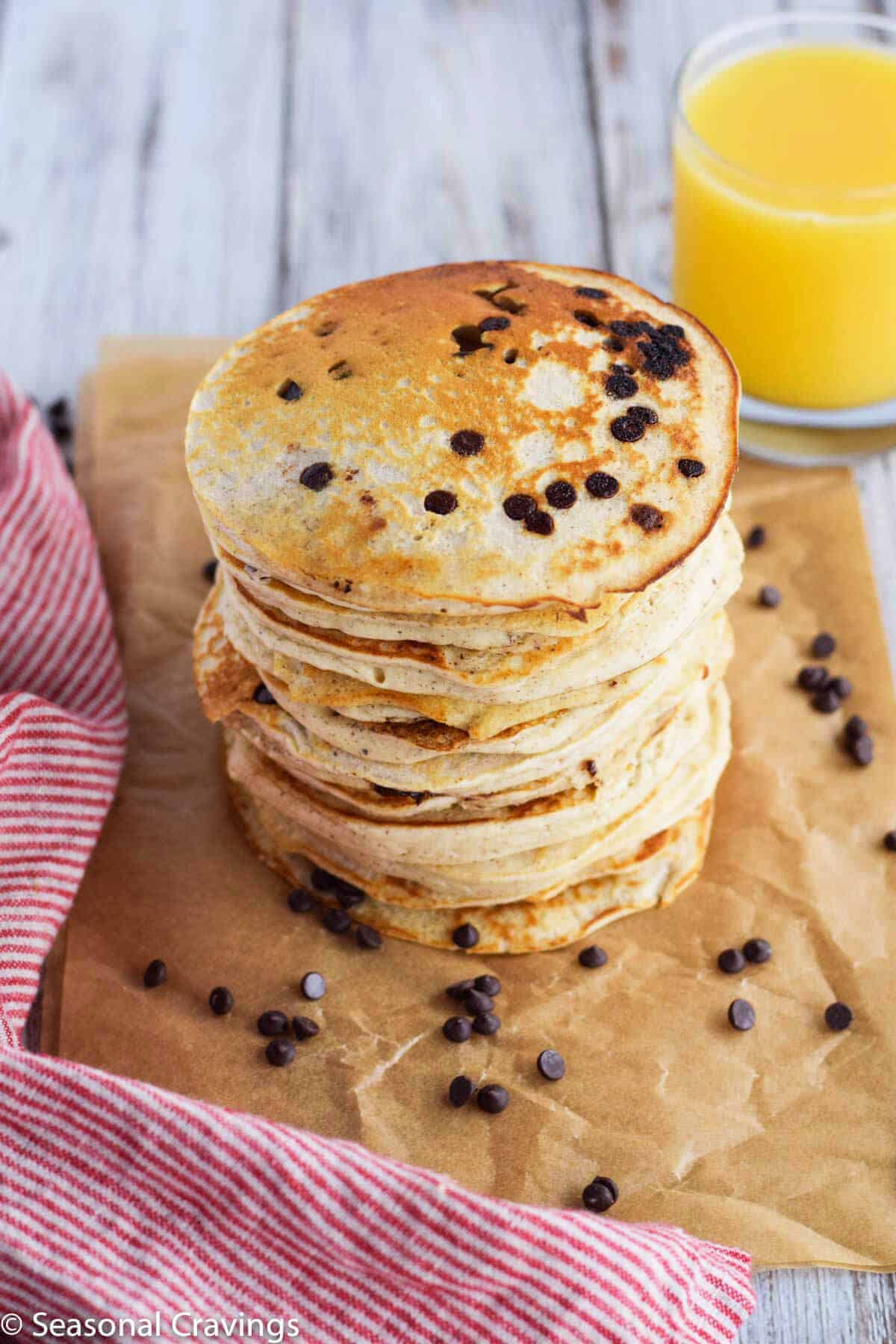 Gluten Free Blender Pancakes with chocolate chips