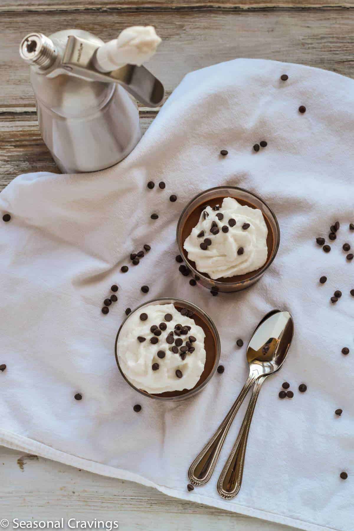 Two Ingredient Chocolate Mousse with Coconut Whipped Cream
