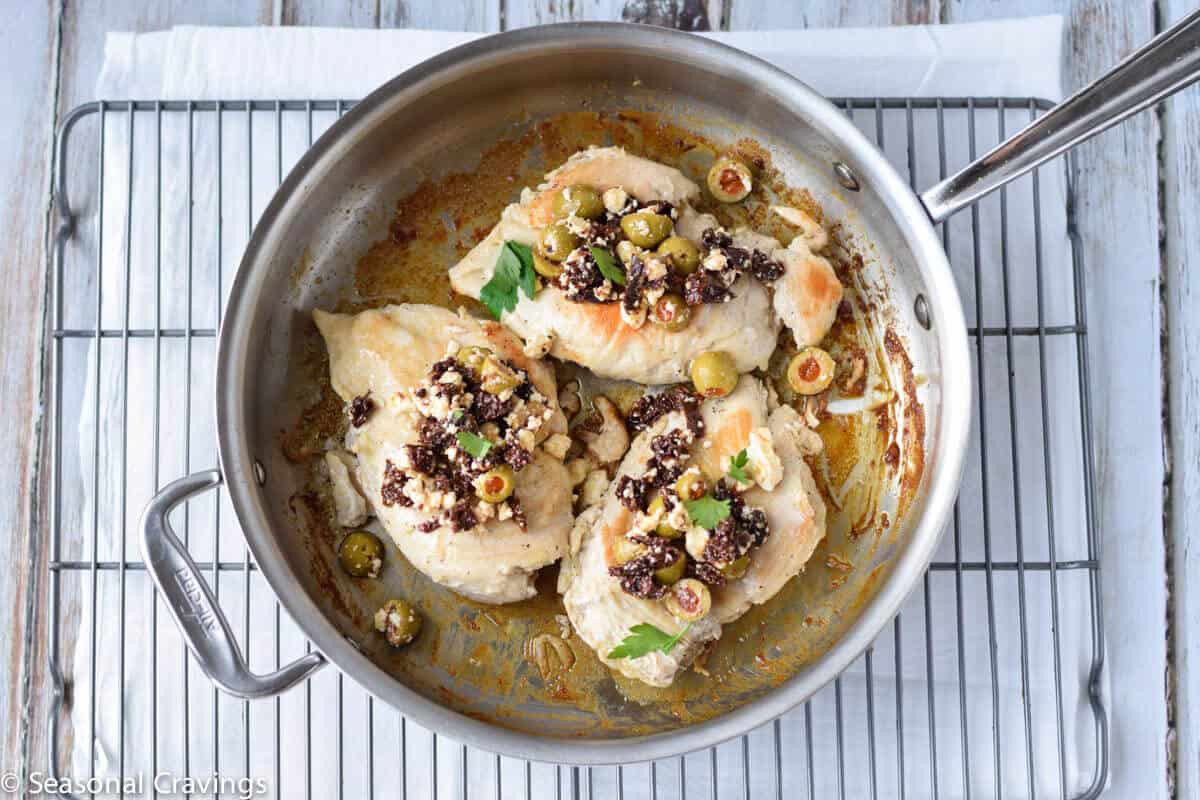 Skillet Chicken with Feta, Sun-dried Tomatoes and Olives