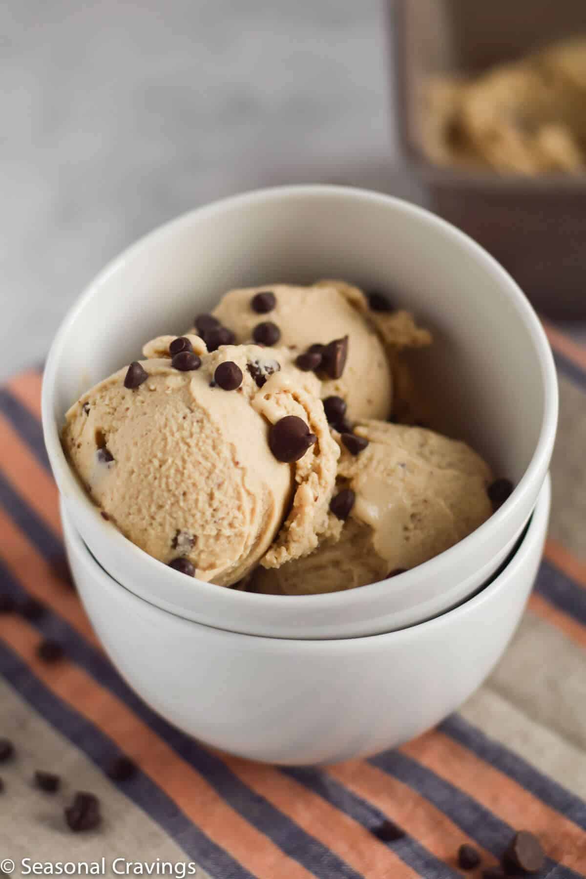 Coconut Espresso Ice Cream in two white bowls