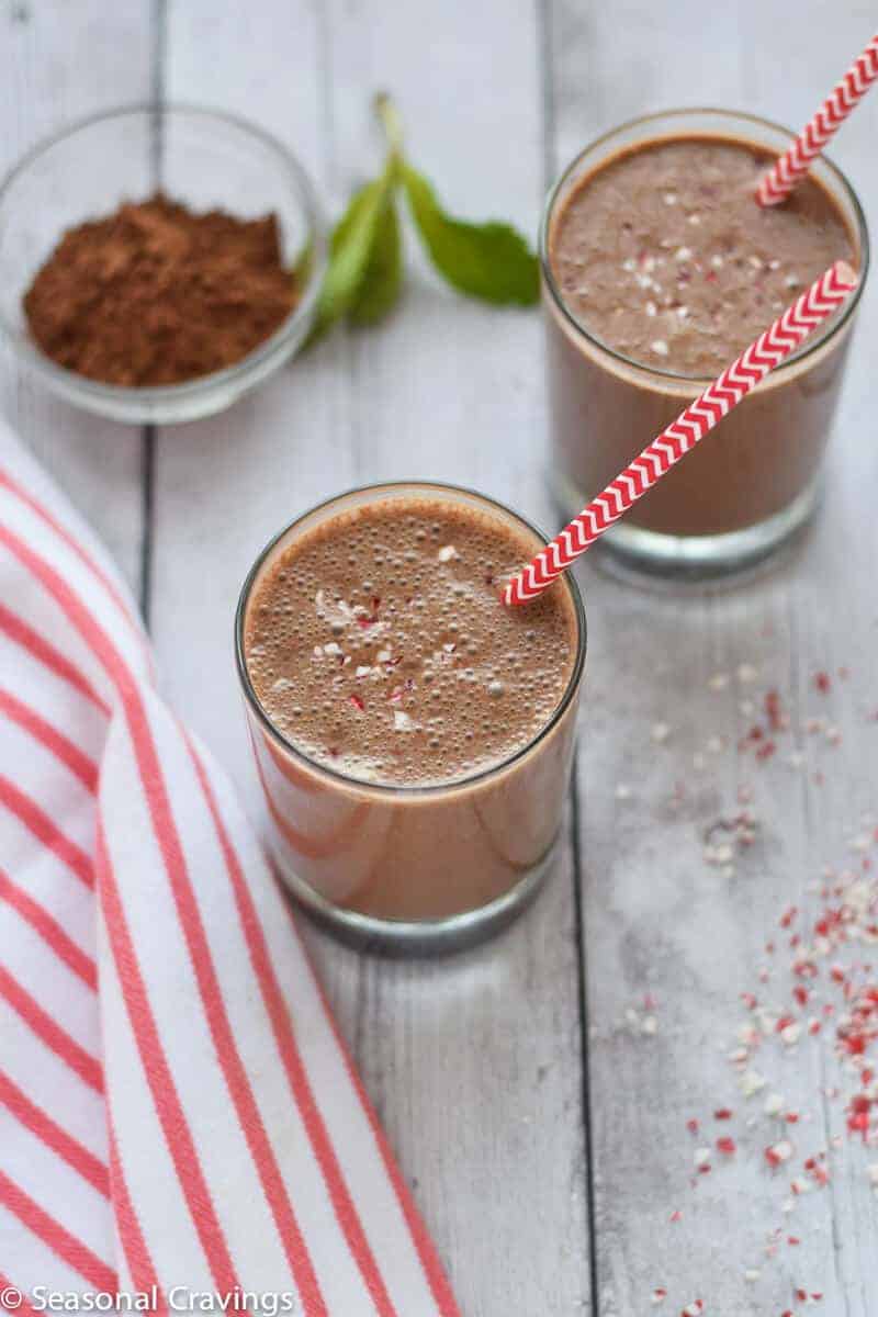 Healthy Mint Chocolate Smoothie - healthy dessert for breakfast that is full of protein {gluten free}