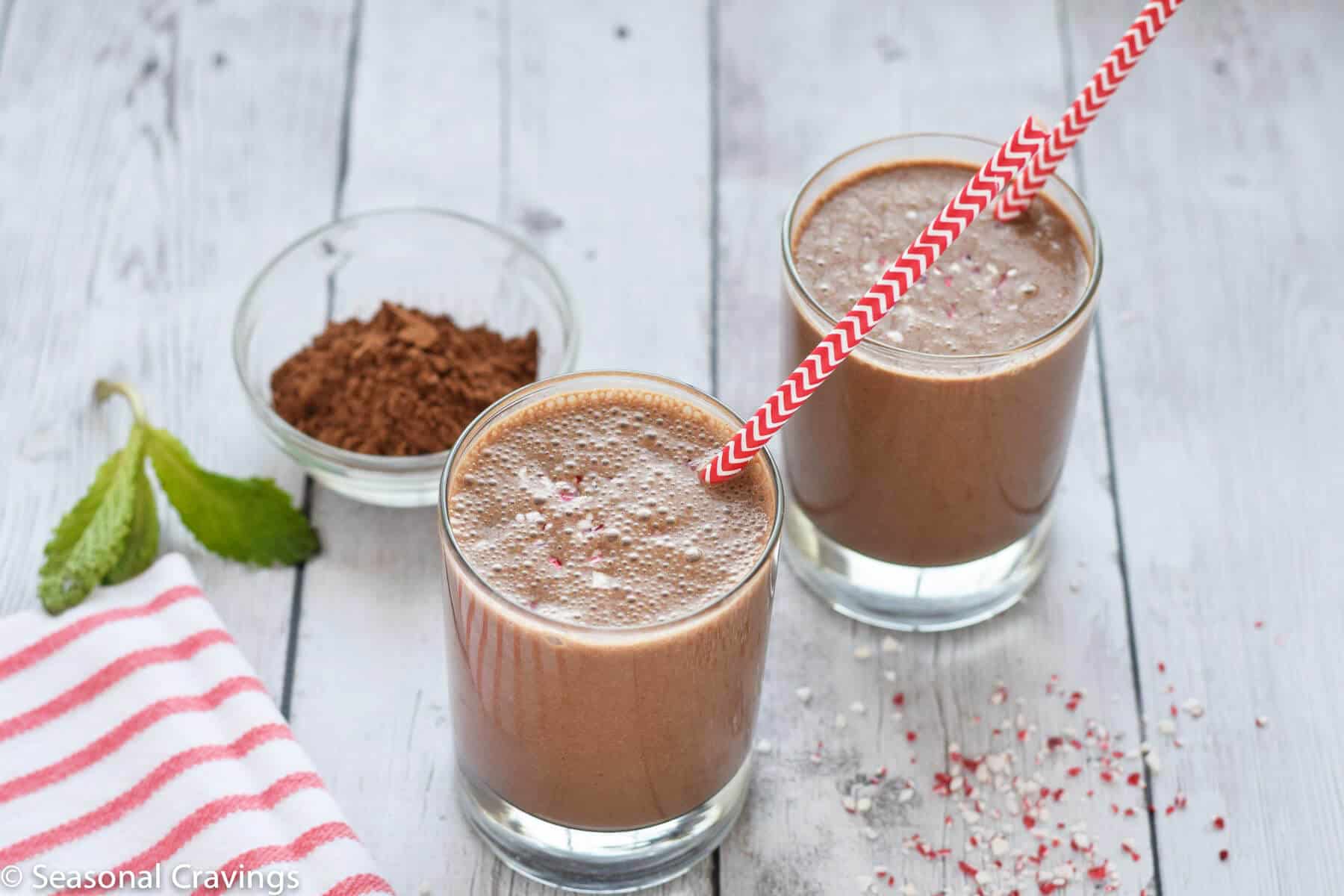 Healthy Mint Chocolate Smoothie - healthy dessert for breakfast that is full of protein {gluten free}