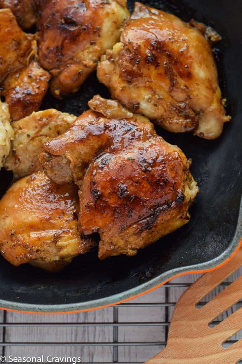 Shoyu Chicken in an orange pan