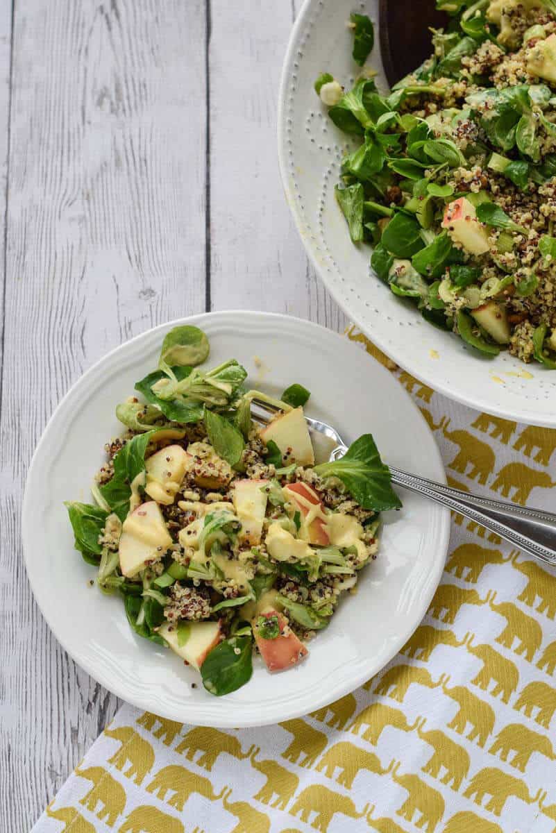 Detox Quinoa Salad with Turmeric Tahini Dressing - Seasonal greens topped with a delicious creamy tahini dressing. {gluten free, whole30, paleo, vegan, dairy free}