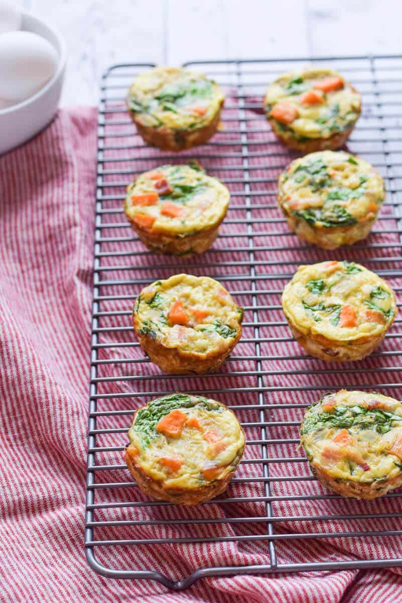 Paleo Quiche Cups with sweet potatoes and spinach