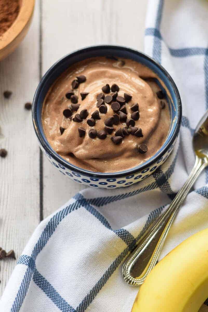 Chocolate Banana Ice Cream with chocolate chips