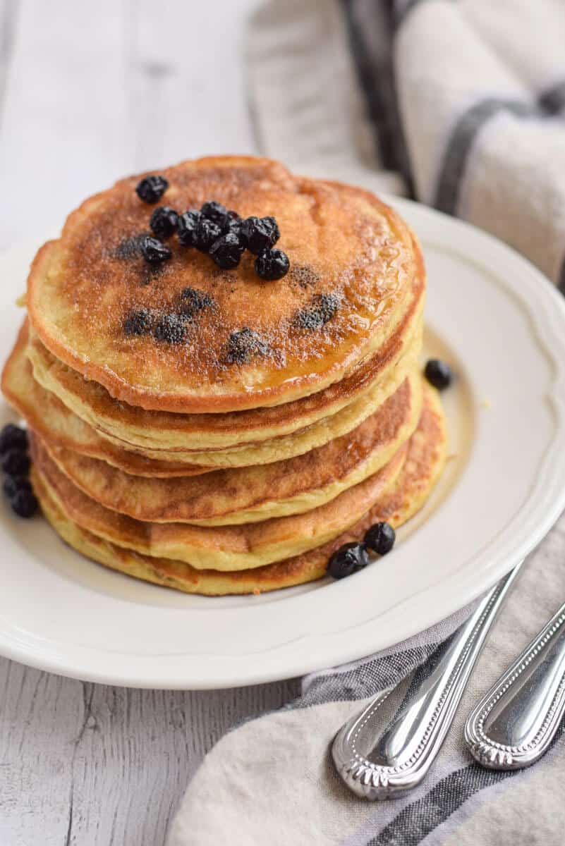 stack of paleo blueberry pancakes