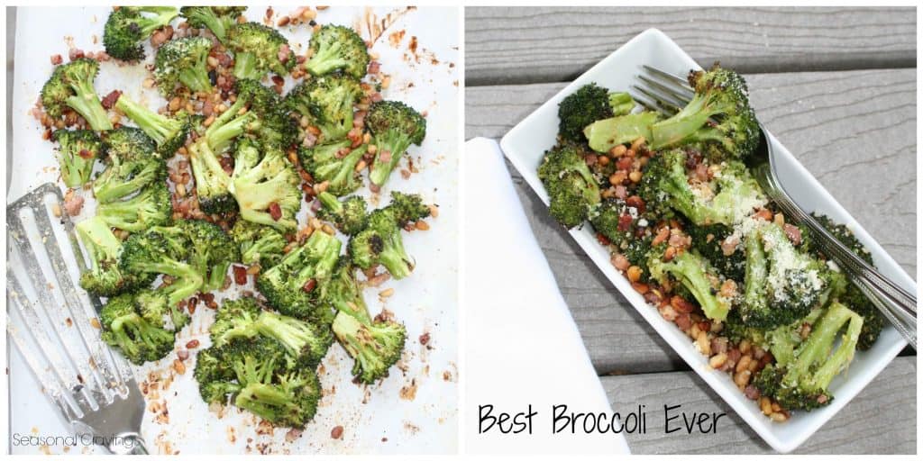 best roasted broccoli in a white bowl