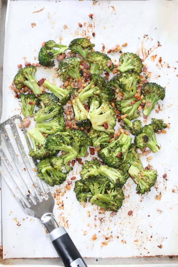best roasted broccoli with pine nuts