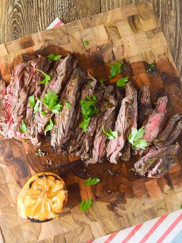 Skirt steak on cutting board