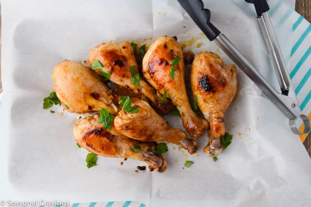 Easy Chicken Drumsticks on parchment paper.