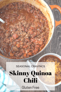 Easy Skinny Quinoa Chili is a gluten-free dish packed with flavor.