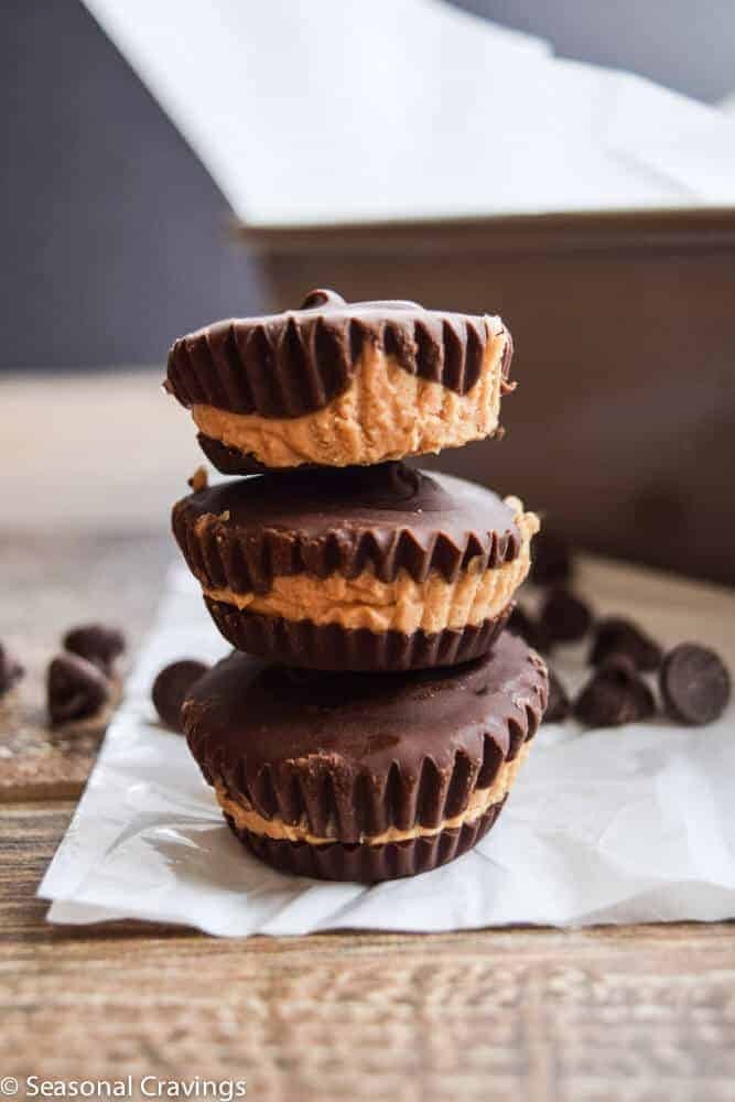 mini peanut butter cups stacked up
