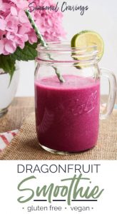 Dragonfruit smoothie in a mason jar, bursting with vibrant flavors.