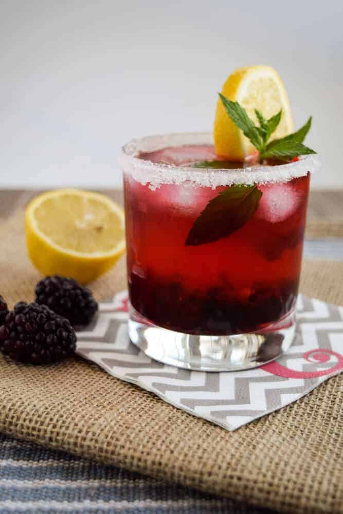 blackberry vodka cocktail with lemon