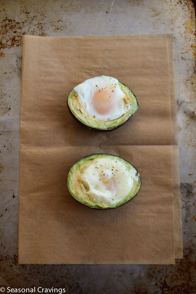 Baked Avocado with Egg on sheet pan