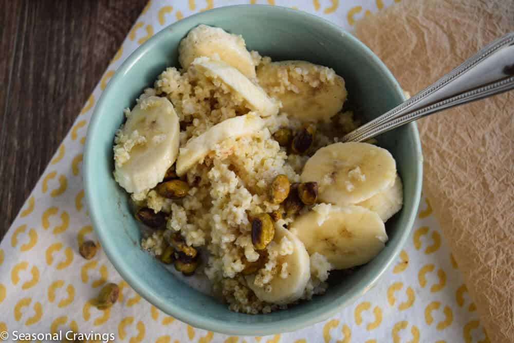 Millet Porridge in a blue bowl