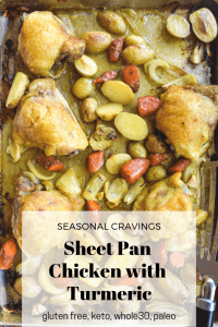 Satisfy your seasonal cravings with this flavorful sheet pan chicken dish featuring the nutritional benefits of turmeric.