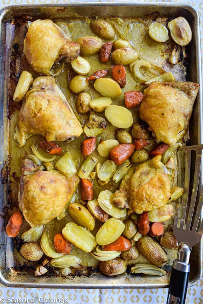 Sheet Pan Chicken With Tumeric on a sheet pan