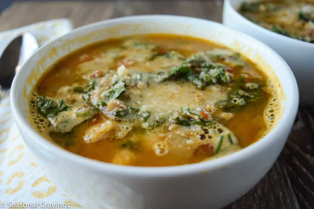 Tuscan Chickpea Soup with Kale close up