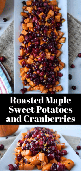roasted maple sweet potatoes with cranberries