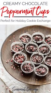 Creamy chocolate peppermint cups perfect for holiday cookie exchange.