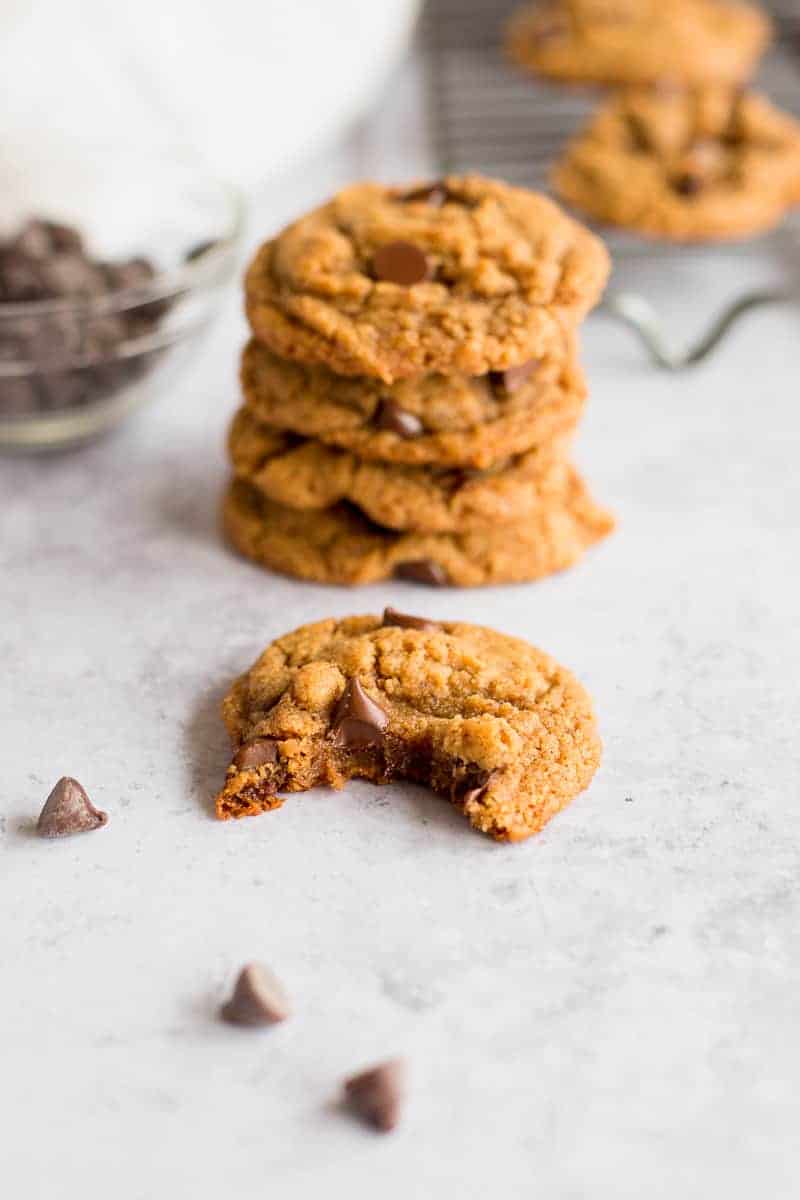 Five Ingredient Peanut Butter Chocolate Chip Cookies