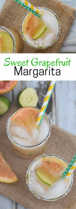 Two Sweet Grapefruit Margaritas with fresh lime