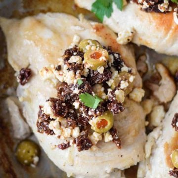 Skillet Chicken with Feta, Sundried Tomatoes and Olives