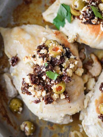 Skillet Chicken with Feta, Sundried Tomatoes and Olives