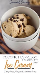 Coconut espresso ice cream in a bowl.