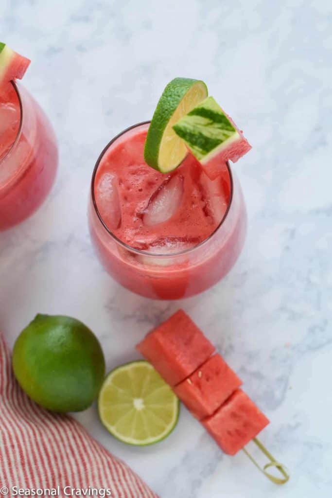 Watermelon Margaritas with lime