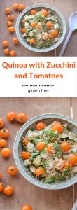 Quinoa dish with zucchini and tomatoes.