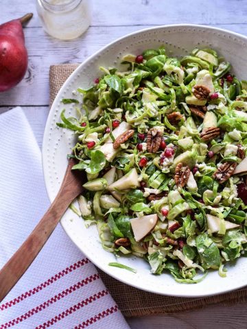 Brussel Sprout Salad with Pear and Pomegranate