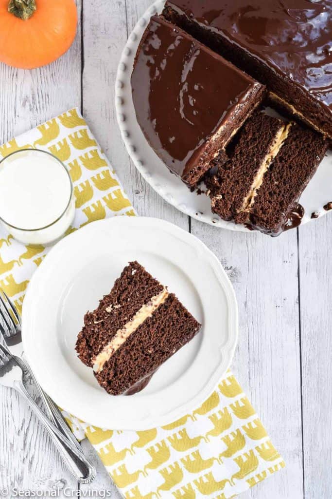 Chocolate Cake with Pumpkin Filling 