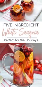 Five ingredient white sangria, a perfect drink for the holidays.