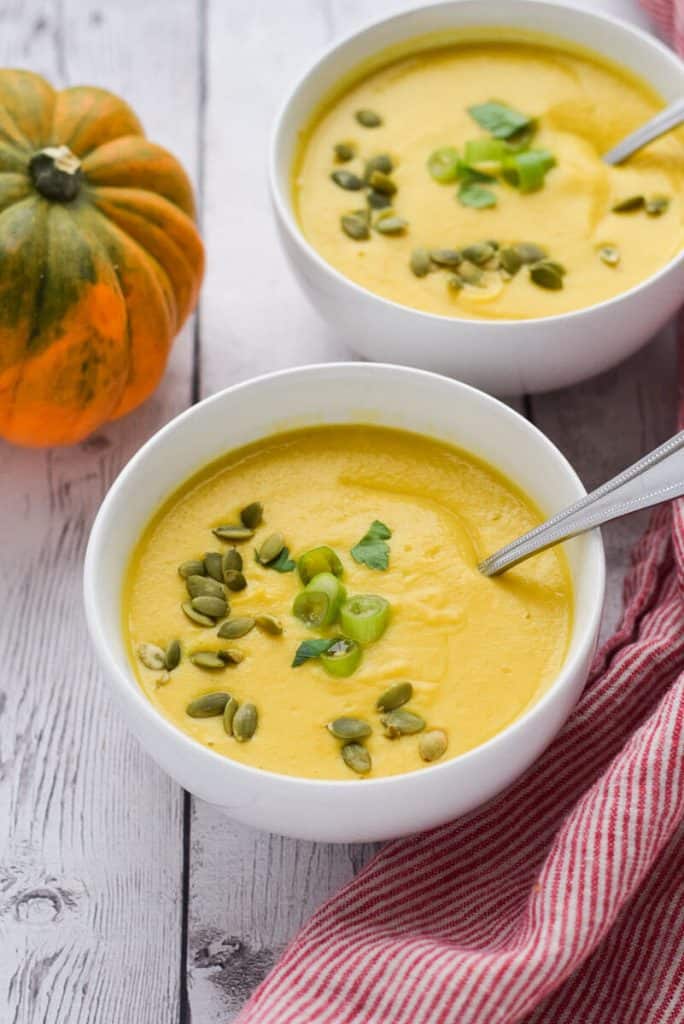 Acorn Squash Soup with Turmeric for thanksgiving dinner