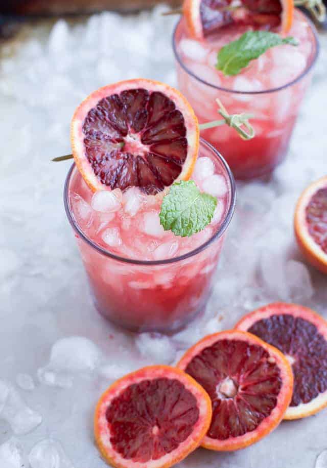 Blood Orange Wine Spritzer with crushed ice