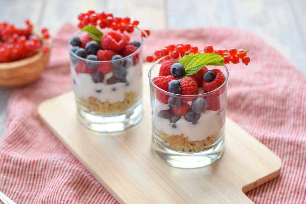  Quinoa Yogurt Parfait with fresh berries and mint