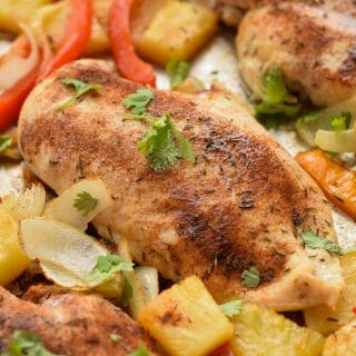 Sheet Pan Jerk Chicken with Pineapple