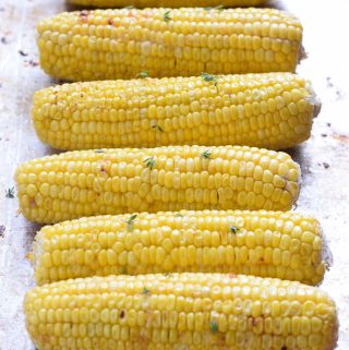 Oven Roasted Corn with butter and thyme