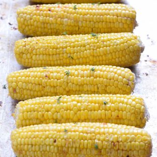 Oven Roasted Corn with butter and thyme