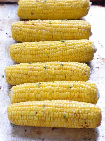 Oven Roasted Corn with butter and thyme