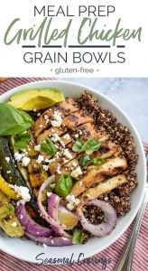 Prepare delicious grilled chicken grain bowls for your meal prep.