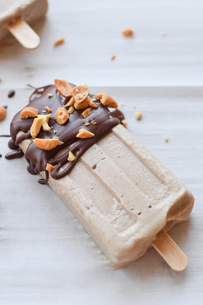 Chocolate Peanut Butter Banana Popsicles up close